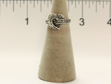 Women's Rhodium Plated Dress Ring Marcasite Heart 118
