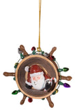 Christmas Ornament- Santa In Ships Wheel w/ Lights Double Sided Ornament