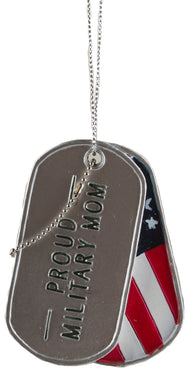 Support Our Troops Proud Military Mom Dog Tag Style Ornament