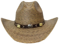 Sewn Braid Leather Band Ridge Top Straw Cowboy Hat