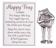 Happy Frog Figurine Zinc Pocket Charm with Inspirational Story Card