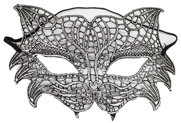 Cat Mask with Metal Ears Silver