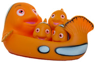 4 Piece Squeaking Clownfish Mom and Babies Bathtub/ Pool Play Set