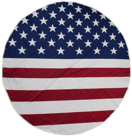 Large 60 Inch USA Flag Circle Shaped Patriotic Beach Towel - Absorbent & Fast Drying!