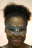 Costume Accessory - Lace Bat Mask with Elastic Band (Silver)