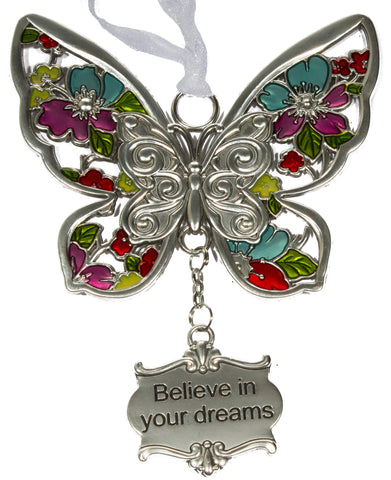 Inspirational Zinc Butterfly Ornament -Believe in your dreams