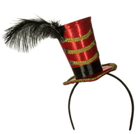 Costume Accessory - Mini Circus Hat Ringmaster Headband w/ Feather