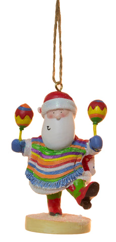 Santa Playing Maracas Wearing Poncho  Christmas/ Everyday Ornament