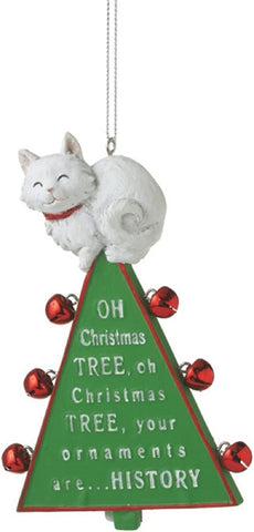 Funny "Oh Christmas Tree" Humorous Cat Resin Christmas Ornament