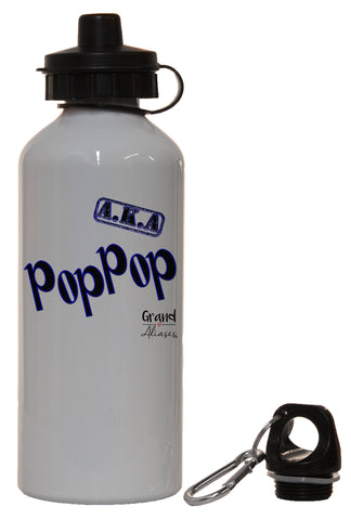 Grand Aliases Series Grandfather "A.K.A. PopPop" White Aluminum 14oz Water Bottle