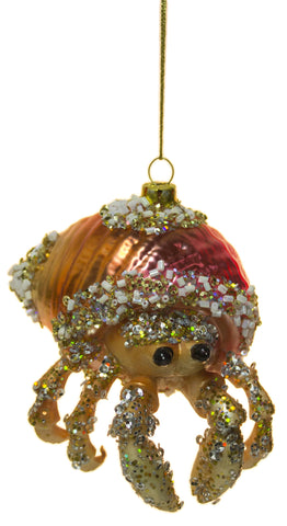 4" Bedazzled Hermit Crab Blown Glass Christmas Ornament