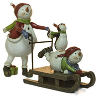 Ganz 5.25 Inch Polystone Snowman and Sled Christmas Decoration