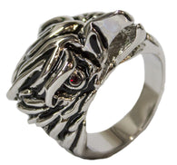 Men's Rhodium Plated Dress Ring Eagle Head with Austrian Crystal 088