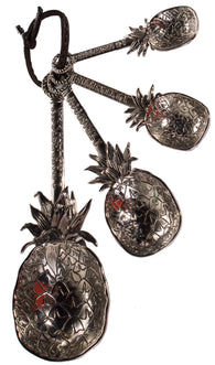 Attractive Pineapples 4 Piece Ornate Zinc Measuring Spoon Set