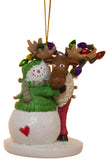 Moose with Snowman and Lights  Christmas/ Everyday Ornament