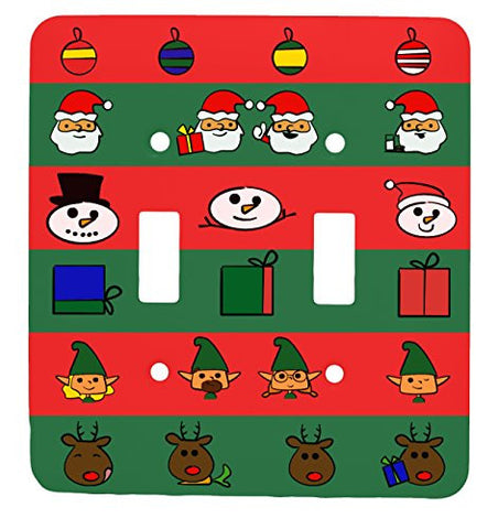 Doodle Christmas Double Toggle Holiday Metal Light Switch Cover