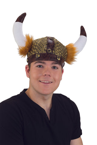 Lightweight Polyester Unisex Adult Viking Hat w/ Felt Horns