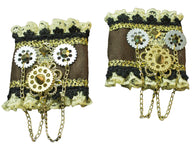 Halloween Costume Accessory - Suede Steampunk Wrist Cuffs