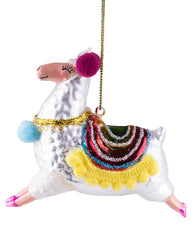 Llama Blown Glass Ornament w/ Sparkly Glitter