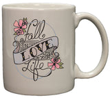 Fall in Love Hand Drawn Tattoo Style 11oz Coffee Mug