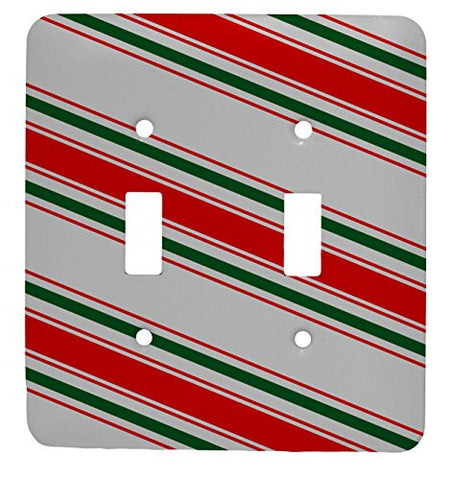 Candy Cane Christmas Double Toggle Holiday Metal Light Switch Cover