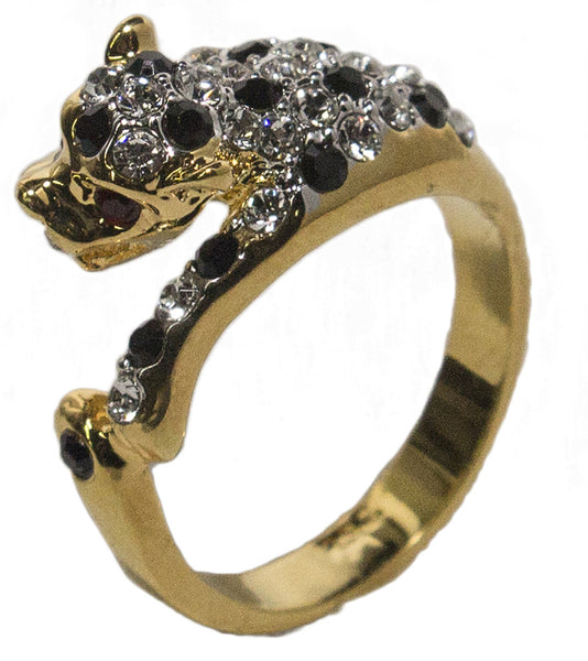 Women's 18 Kt Gold Plated Dress Ring Austrian Crystal Leopard 021