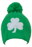 St. Patrick's Day Costume Accessory - Lucky Three Leaf Clover Knit Beanie Cap