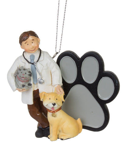 Veterinarian Ornament, Animal Doctor With Dog, Cat and Paw Print