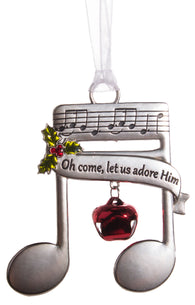 Double Whole Note Christmas Ornament w/ Carol Lyrics -Let Us Adore Him