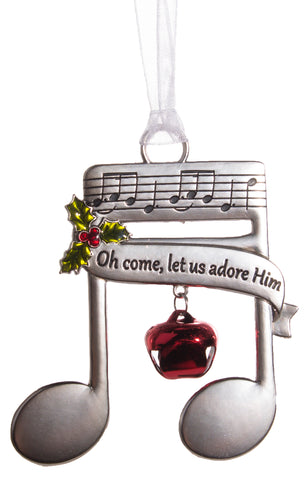 Double Whole Note Christmas Ornament w/ Carol Lyrics -Let Us Adore Him