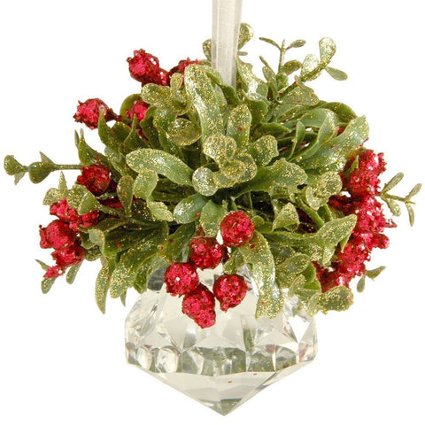 Kissing Krystal Acrylic Christmas Mistletoe Ornament with Hanger