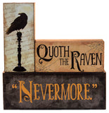 Halloween Decoration -  Quoth The Raven "Nevermore" Stacking Block 3 Piece Set