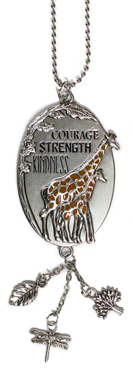 Courage Strength Kindness Giraffe Car Charm With Dangles