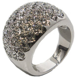 Women's Rhodium Plated Dress Ring Round Cut CZ Clusters 023