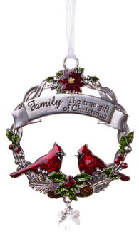 Attractive Zinc Christmas Cardinal Ornaments By Ganz- Family