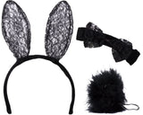 3 Piece Lace Bunny Costume with Headband, Bowtie and Tail!