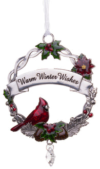 Attractive Zinc Christmas Cardinal Ornaments By Ganz- Warm Winter Wishes