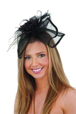 Jacobson Hat Company Women's Mini Hat Headband with Flower & Feathers