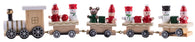 Painted Wooden Christmas Train Figurine (Natural) w/ Engine & 4 Cars