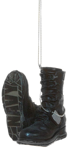 Support Our Troops Military Boot Ornament - Navy
