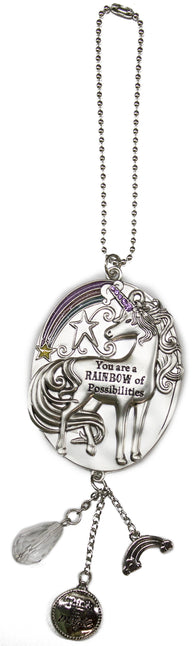 Inspirational Unicorn Zinc Car Charm Ornament (Rainbow Of Possibilities)