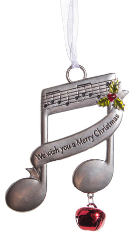Double Whole Note Christmas Ornament w/ Carol Lyrics -Wish Merry X-Mas