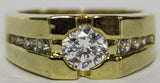 Men's 18 Kt Gold Plated Dress Ring Brilliant Cut CZ Pattern 077