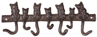 Cat Lovers Solid Cast Iron 7 Cat Tails Wall Hook