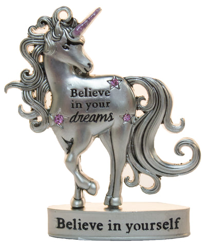 2 Inch Inspirational Unicorn Figurine With Sparkle Rhinestones- Believe in your dreams