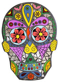 9 Inch Day of the Dead Sugar Skull Glass and Mirror Mosaic Wall Plaque