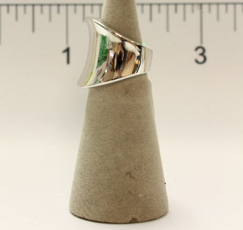 Women's Rhodium Plated Dress Ring Large Mirrored Finish 119