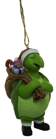 3.5 Inch Turtle Santa with Gifts Christmas Ornament