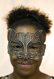 Costume Accessory - Lace Feline Cat Mask w/ Elastic Band  (Silver)