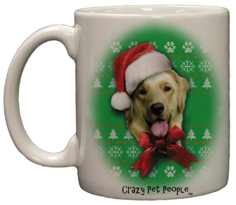 Dog Lovers Golden Retriever Ugly Sweater Christmas Design Ceramic Coffee Mug
